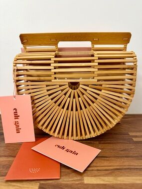 Cult Gaia bamboo Ark Small Bag with Pink Branded Box